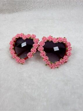 Pink Rose Heart Sunglasses for Women